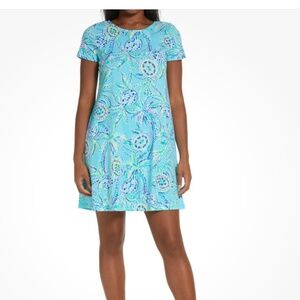 Lilly Pulitzer Kimi Cotton Swing Dress Bermuda Blue Turtle Size L
